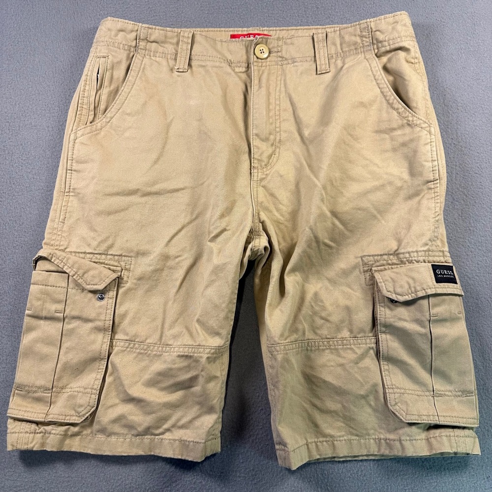 Guess Los Angeles Mens Khaki Cargo Shorts Tan Size 34 X2OD12W8CO1 (fit W36)